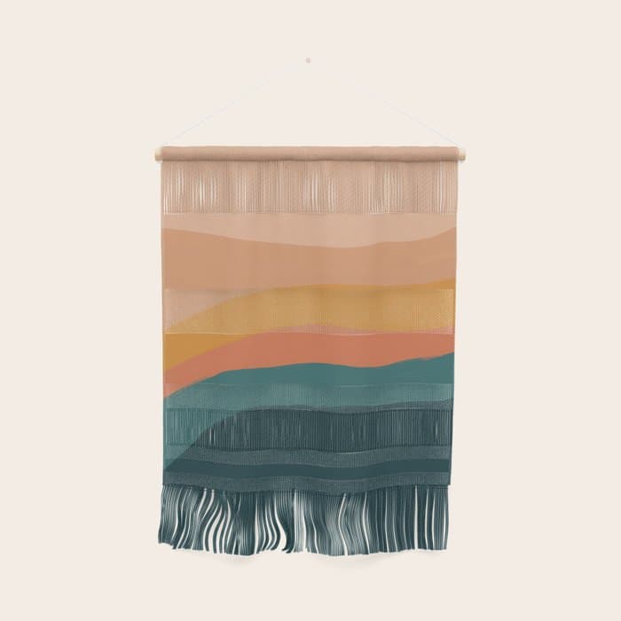 Waves On Sunset Hill | Waves Texture Design Wall Hanging