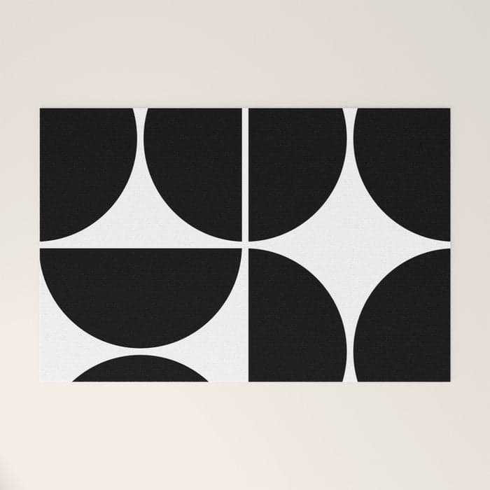 Mid Century Modern Black Square Welcome Mat