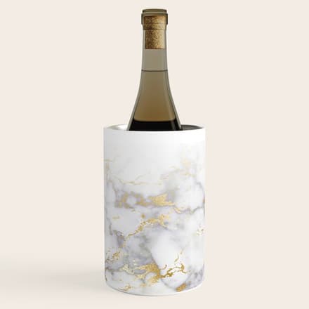 Blush Chic Faux Gold Gray Gradient Marble Wine Chiller