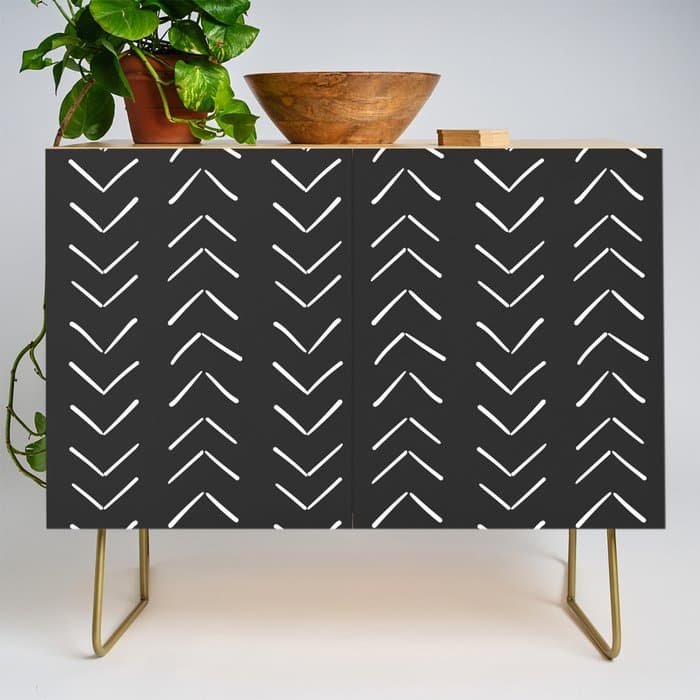 Boho Big Arrows in Black and White Credenza