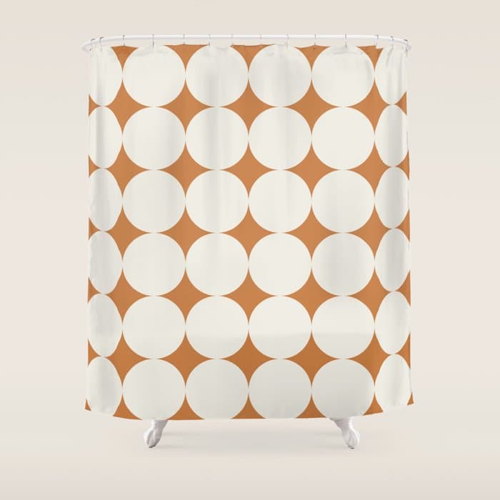 Circular Minimalism - Retro Orange Shower Curtain