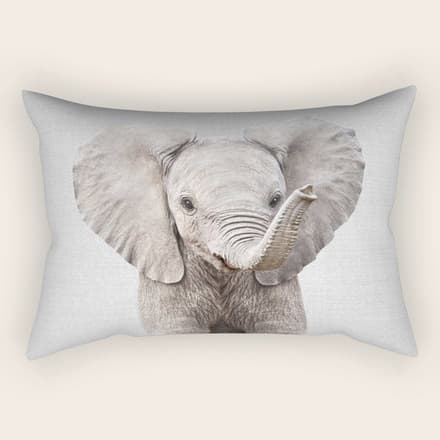 Baby Elephant - Colorful Rectangular Pillow