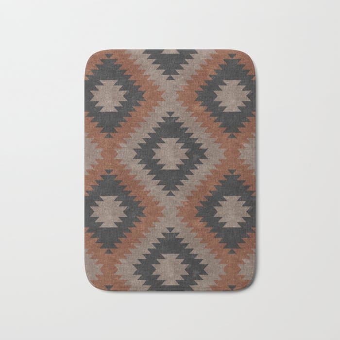 aztec neutrals - inkwell & taupe Bath Mat