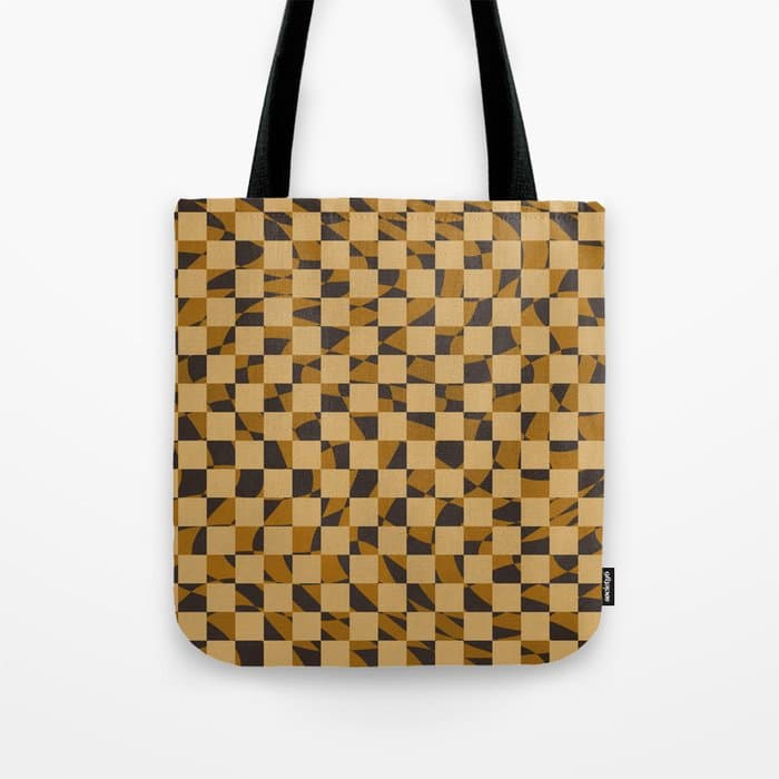 Abstract checked in golden ochre Tote Bag