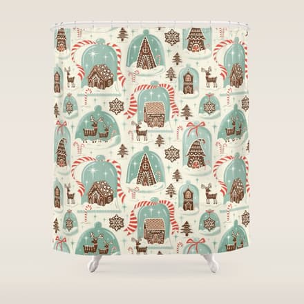Gingerbread Village Cream Shower Curtain