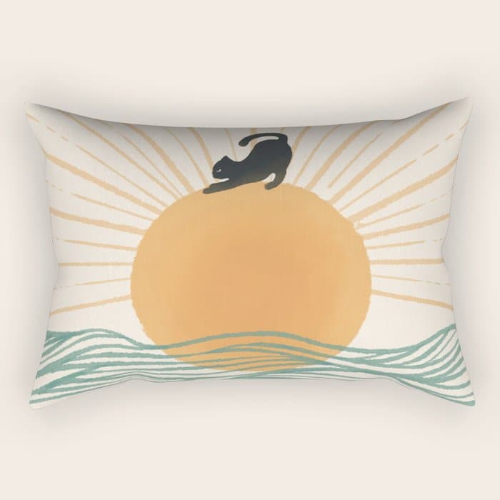 Good Morning Meow 7 Sunny Day Ocean Rectangular Pillow
