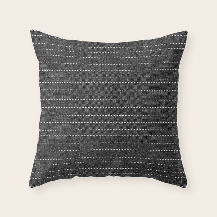 stitched stripes - charcoal Throw Pillow