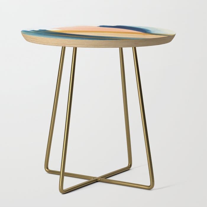 Slow as the Mississippi - Acrylic abstract with pink, blue, and brown Side Table