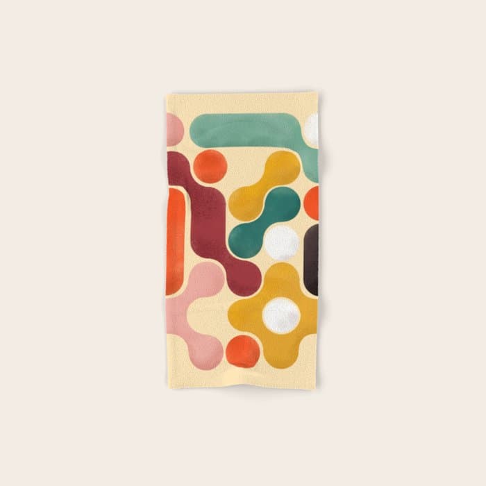 Color pops - mid century style Bath Towel