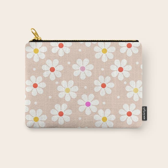 Seventies Daisies Pattern Carry All Pouch