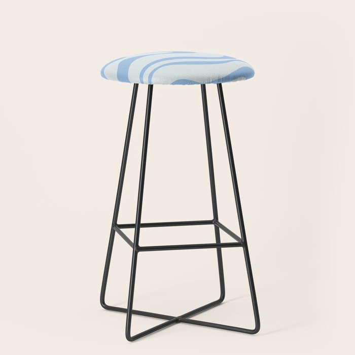 Soft Liquid Swirl Abstract Pattern Square in Powder Blue Stool