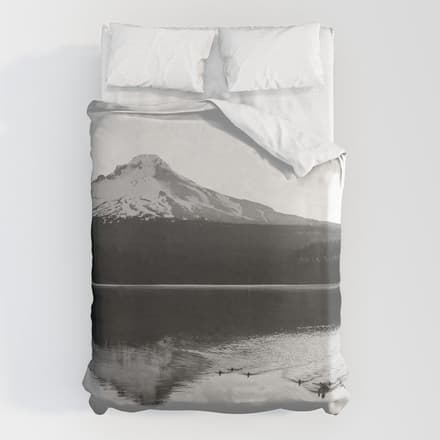 Wild Mountain Sunrise - Black And White Nature Photography Duvet Cover