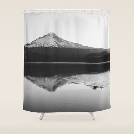 Wild Mountain Sunrise - Black And White Nature Photography Shower Curtain