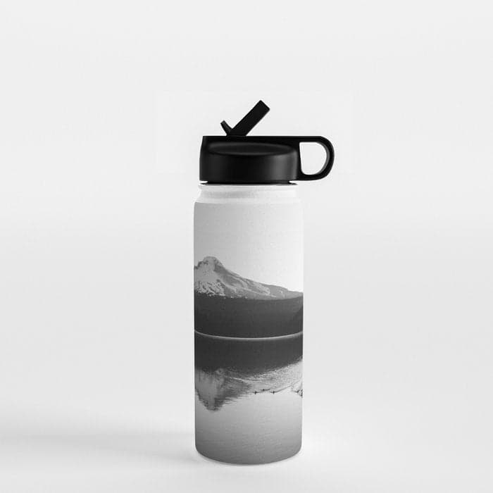 Wild Mountain Sunrise - Black and White Nature Photography Water Bottle