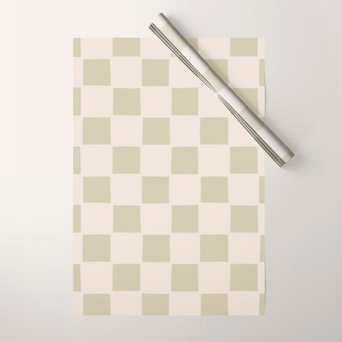 Playful check in olive green Wrapping Paper