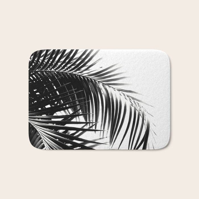 Palm Leaves Black & White Vibes #3 #tropical #decor #art #HomeStorie Bath Mat