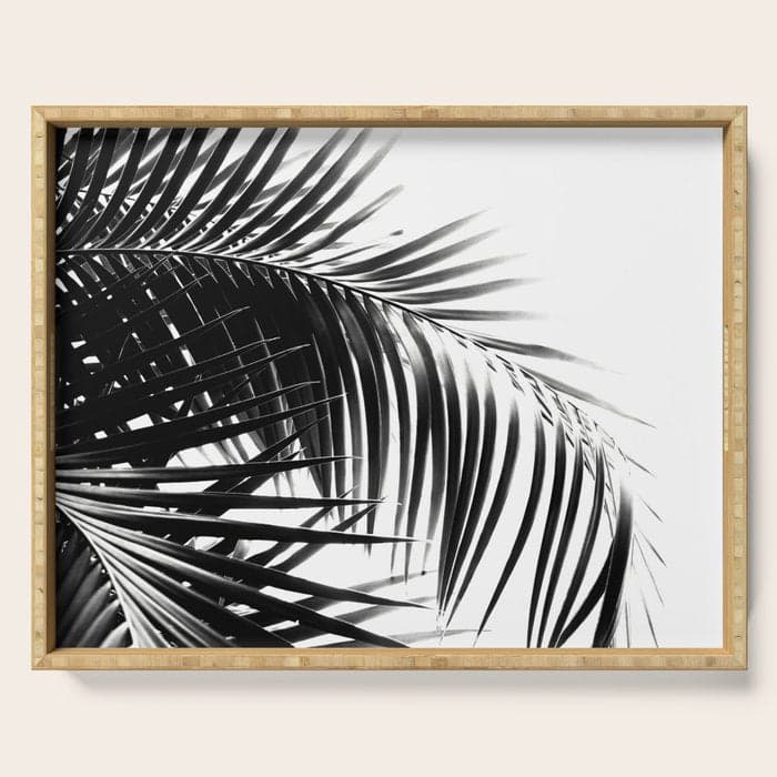 Palm Leaves Black & White Vibes #3 #tropical #decor #art #HomeStorie Serving Tray
