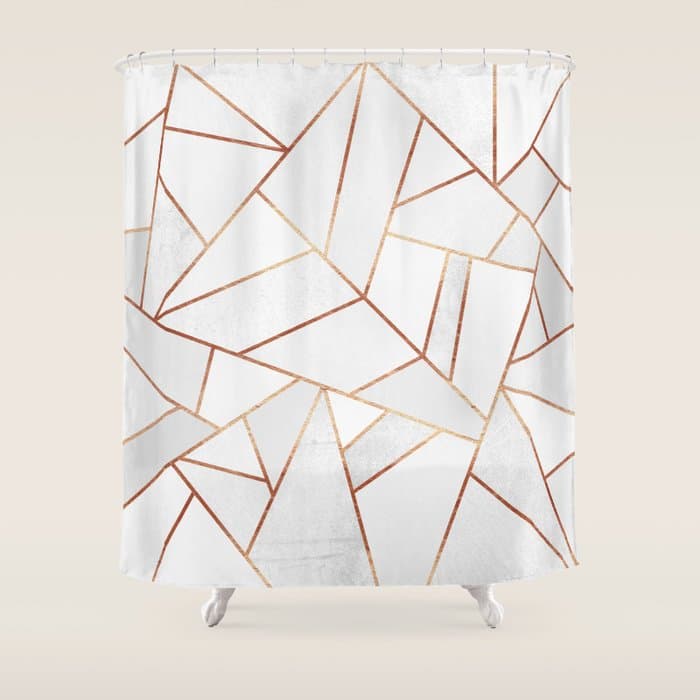 White Stone & Copper Lines Shower Curtain