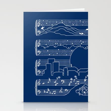 The Moonlight Sonata Blue Stationery Card