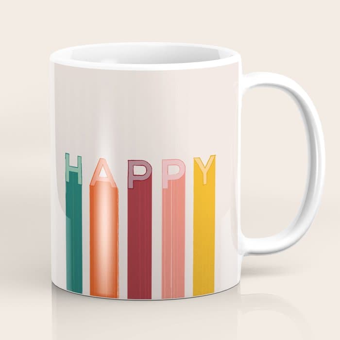 Happy Letters in Retro Colors Coffee Mug