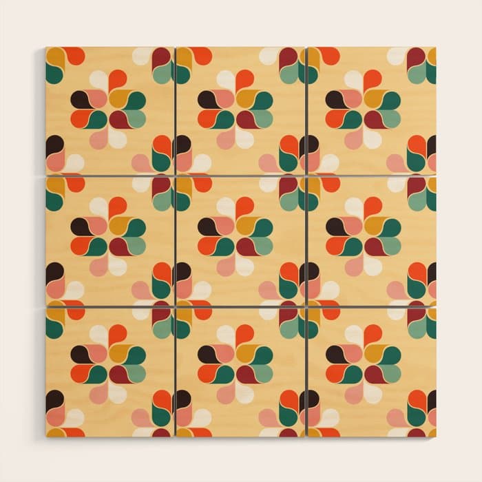 Retro geometry pattern no2 Wood Wall Art