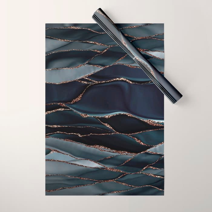 Midnight Marble Deep Ocean Waves Wrapping Paper