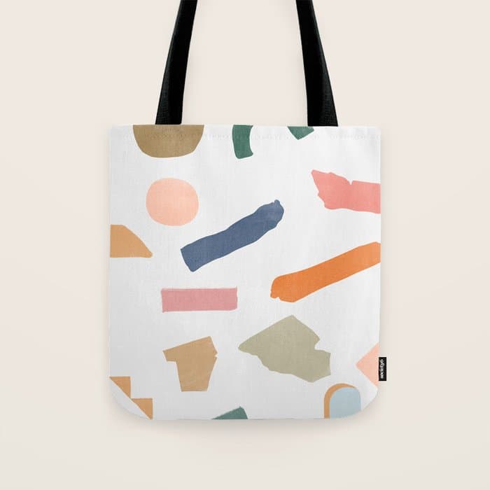 Mix of color shapes happy artwork Tote Bag