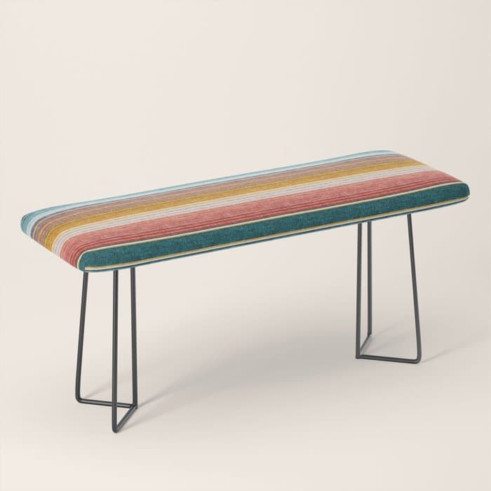 serape southwest stripe - orange & teal Bench