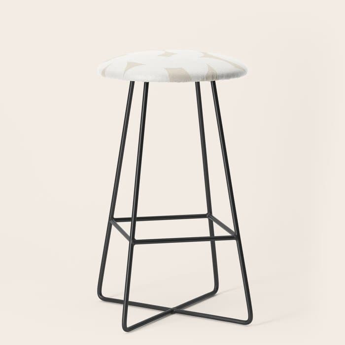 Contemporary Abstract Shapes - Neutral Off White Stool