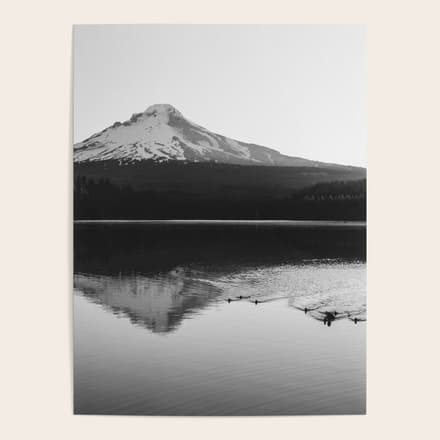 Wild Mountain Sunrise - Black And White Nature Photography Poster