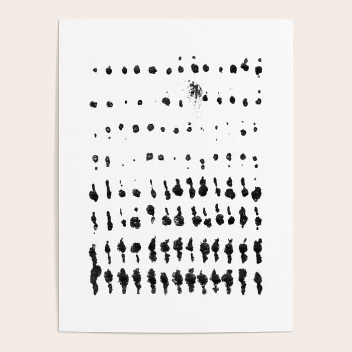 Medium Dots Pattern Black and White Distressed Texture Abstract Poster
