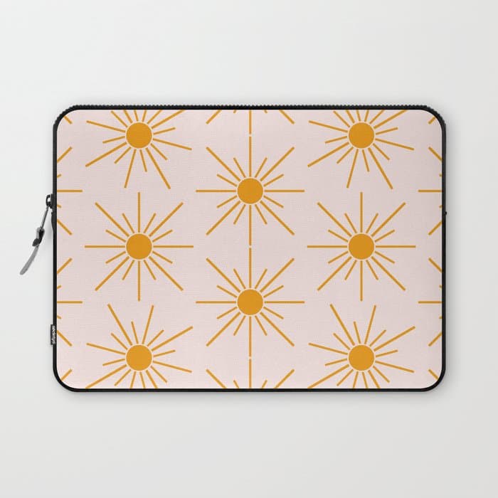 Sun Pattern On Pink Background Laptop Sleeve