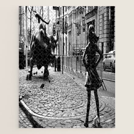 Fearless Girl And The Charging Bull Jigsaw Puzzle