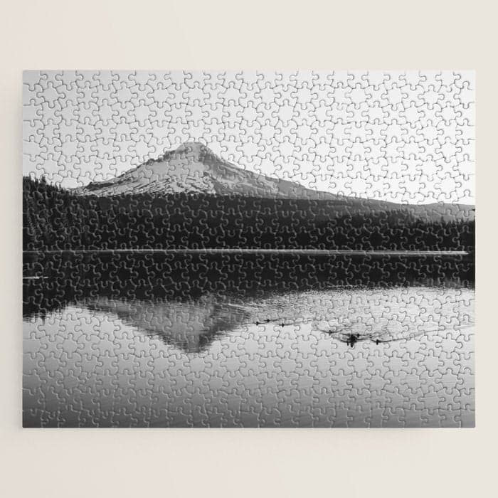 Wild Mountain Sunrise - Black and White Nature Photography Jigsaw Puzzle