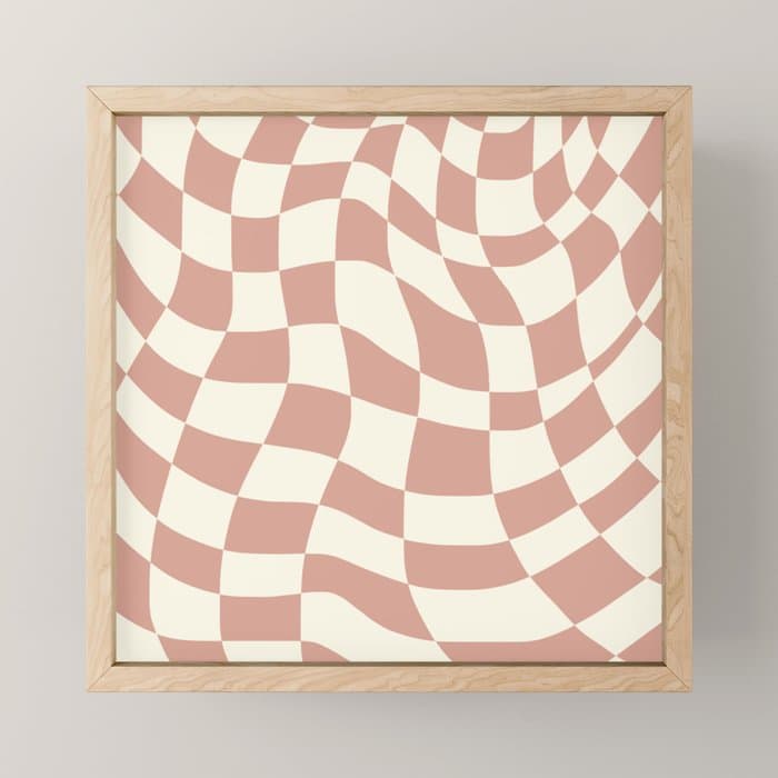 Checkers coral summer beach Mini Art Print