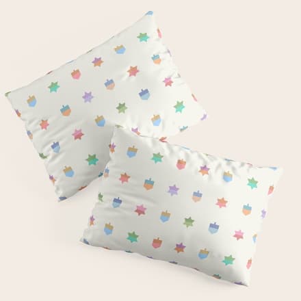 Happy Hanukkah | Dreidels & Star Pattern Pillow Sham