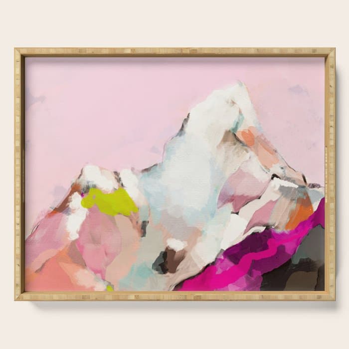 landscape mountain painting abstract Serving Tray