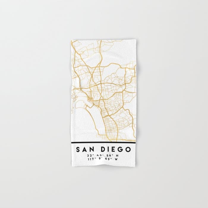 SAN DIEGO CALIFORNIA CITY STREET MAP ART Bath Towel