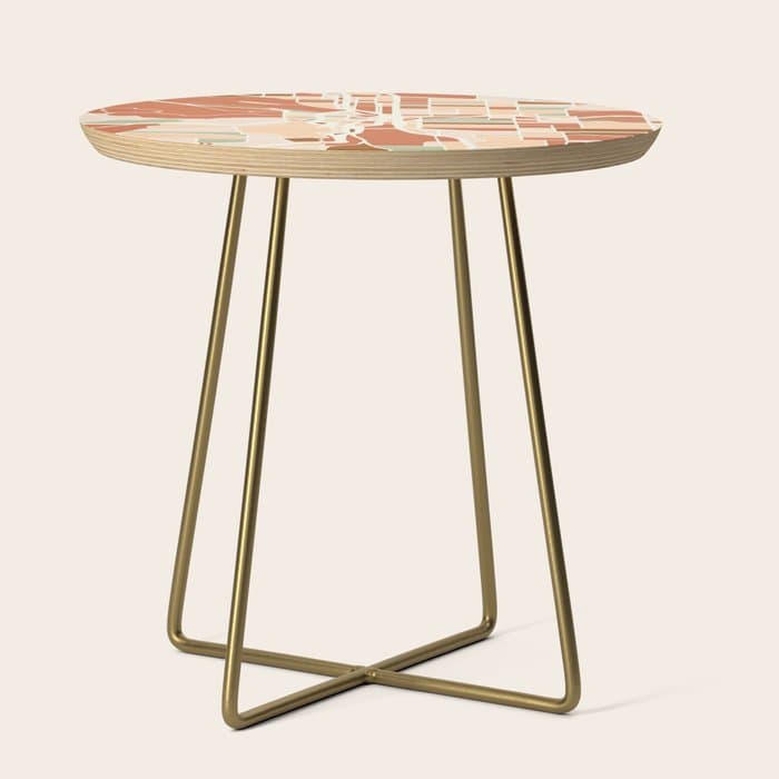 PORTLAND OREGON CITY MAP EARTH TONES Side Table