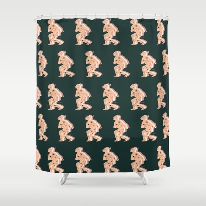 Space Cowboy - Emerald & Peach Shower Curtain