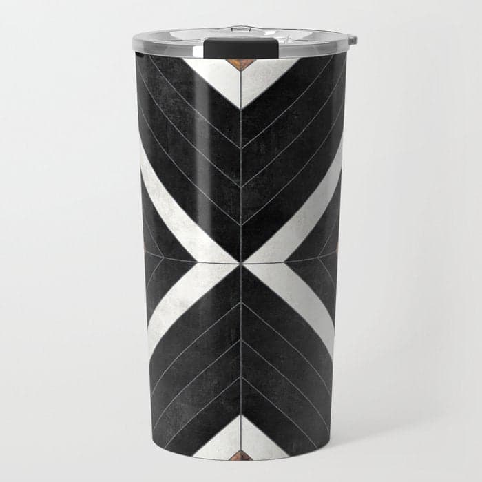 Urban Tribal Pattern No.1 - Concrete and Wood Travel Mug