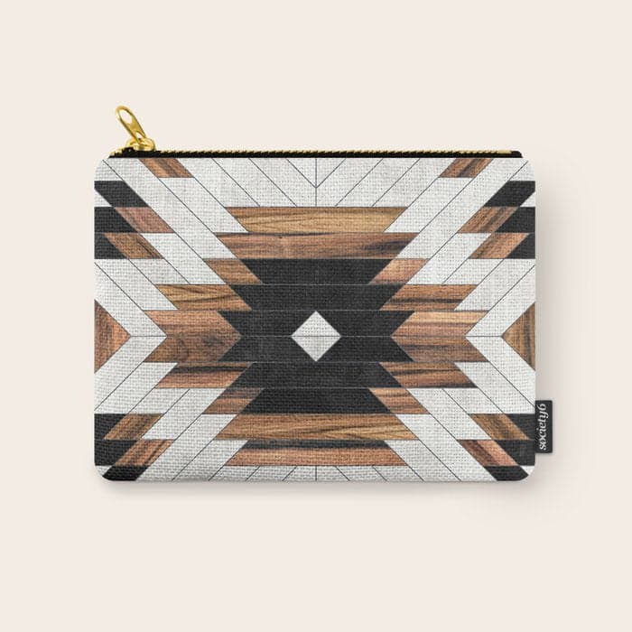 Urban Tribal Pattern No.5 - Aztec - Concrete and Wood Carry All Pouch