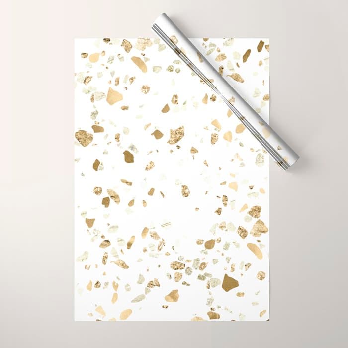 Metallic Gold Terrazzo Sparkle Wrapping Paper