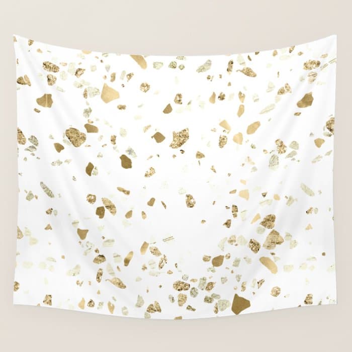 Metallic Gold Terrazzo Sparkle Wall Tapestry