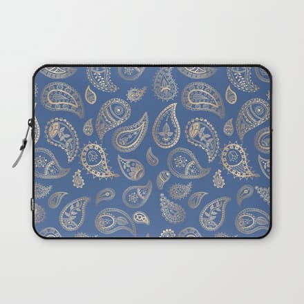 Classic Blue And Gold Paisley Laptop Sleeve