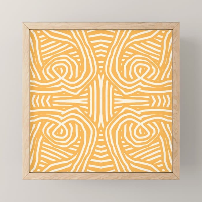 Yellow mustard boho stripe Mini Art Print