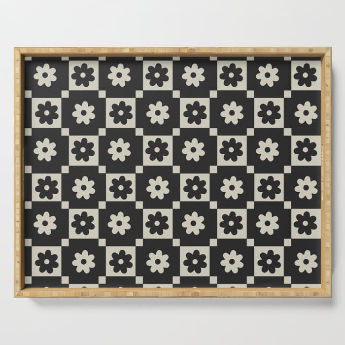 Checkered Daisy - Black ink Serving Tray