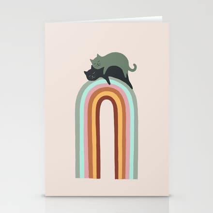 Rainbow Cat 3 Lover Hugs Stationery Card