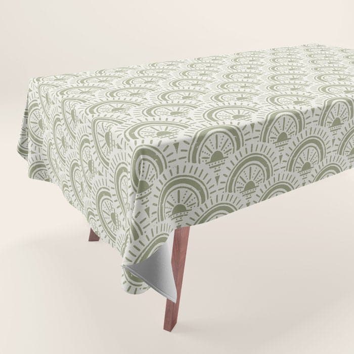 Surfside Deco . Lush Green on Neutral Tablecloth