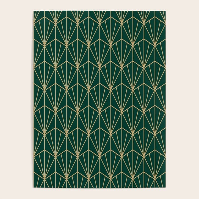 Art Deco Vector in Green and Gold Poster